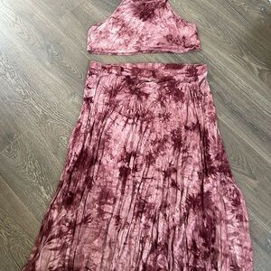 Tie-Dye Two-Piece Set in Pink and Burgundy